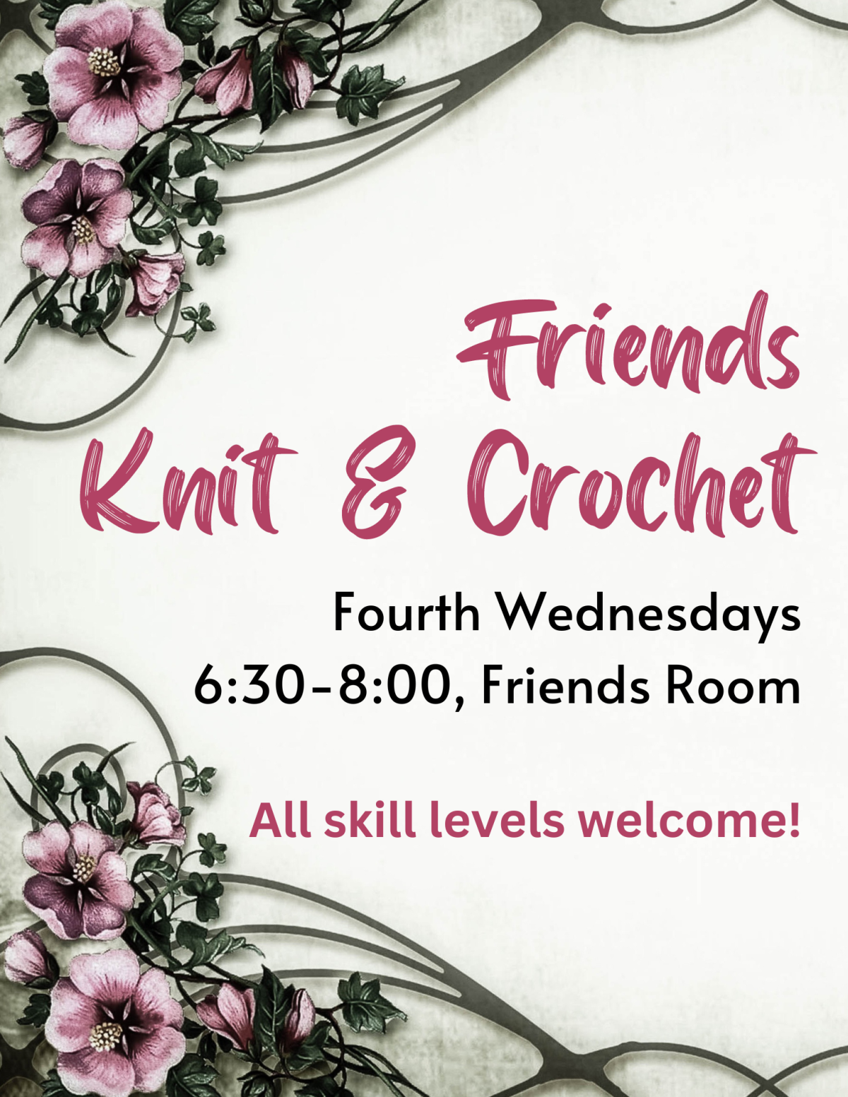 Poster For Friends Knitting and Crochet