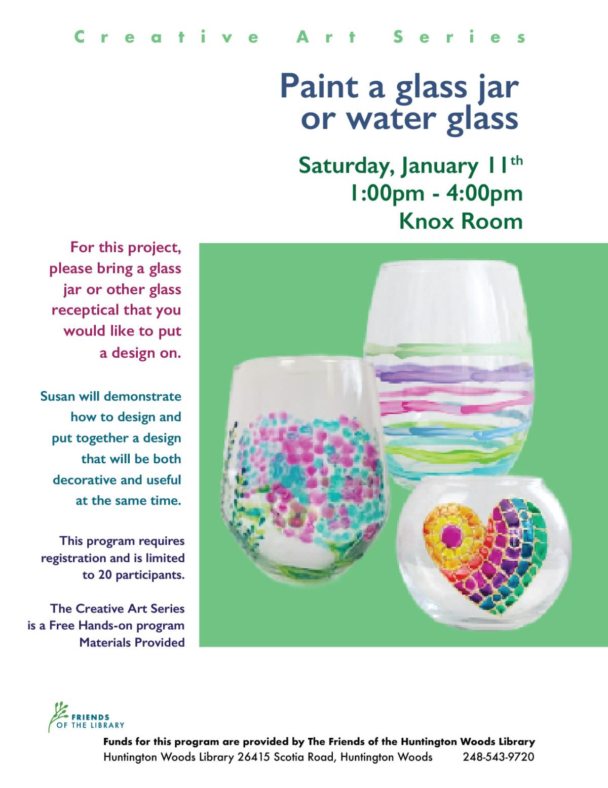 Poster for paint a glass jar or water glass