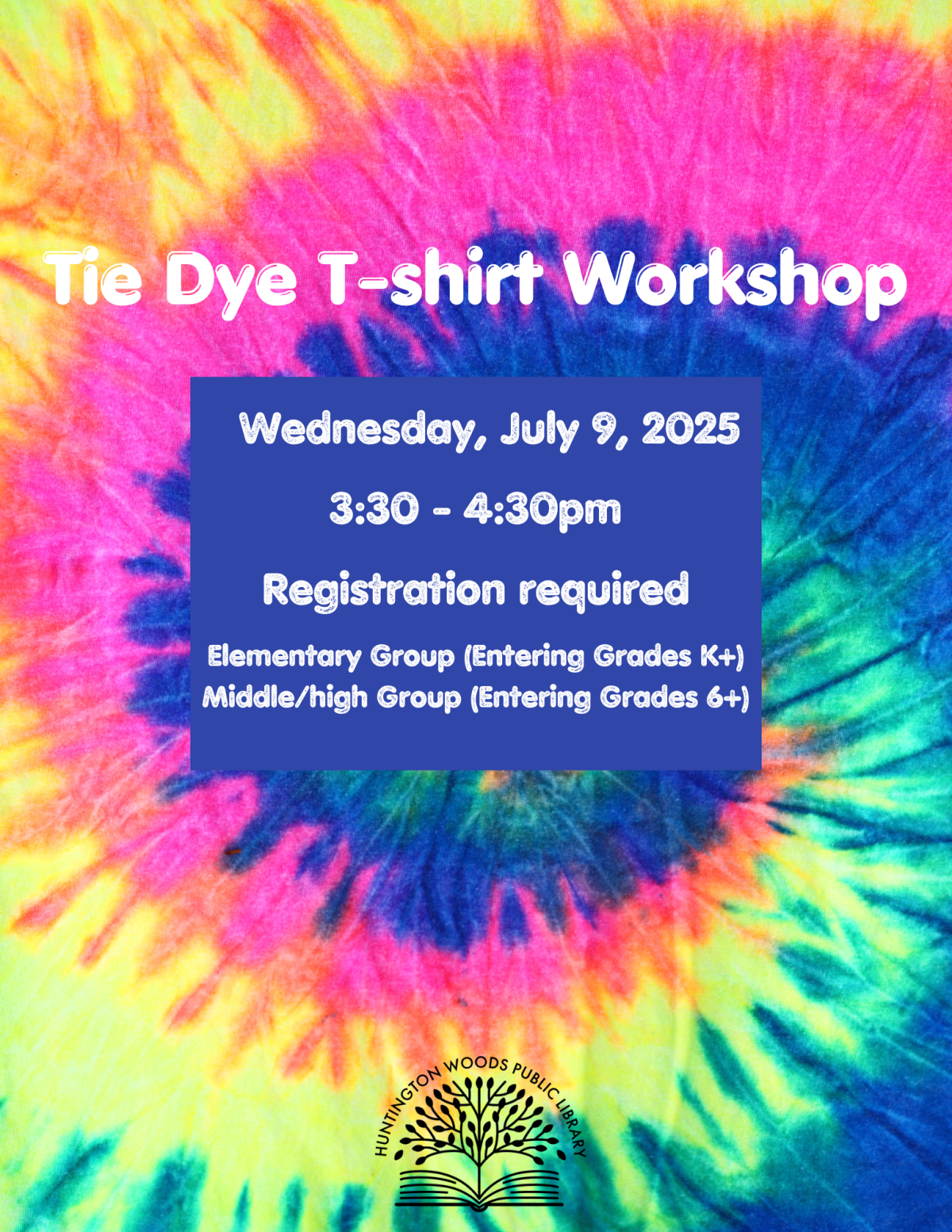 Tie Dye T-shirt workshop poster